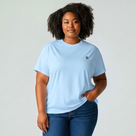 Timberland Tops - Timberland Graphic Tee Women's Size Large Light Blue Casual 100% Cotton New
